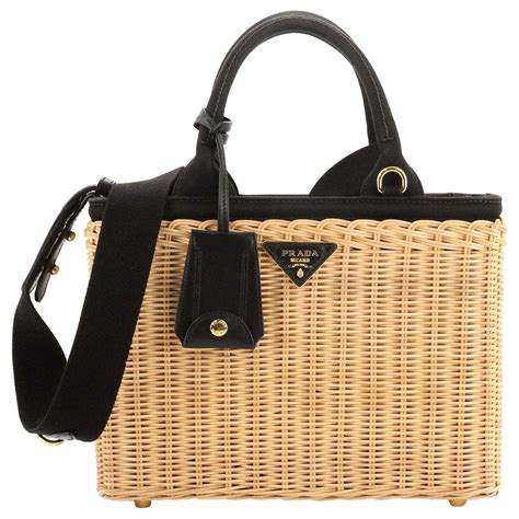 prada wicker woven tote bag|Prada wicker tote bag.